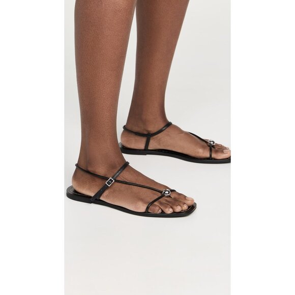 Loeffler Randall Lara Sandals in Black 9 with box Womens Leather Flats - Picture 12 of 14